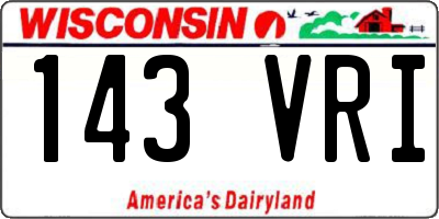 WI license plate 143VRI