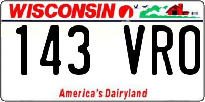 WI license plate 143VRO