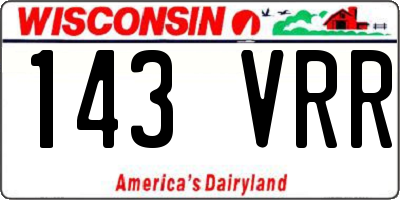 WI license plate 143VRR