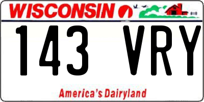WI license plate 143VRY