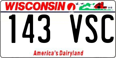WI license plate 143VSC