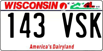 WI license plate 143VSK