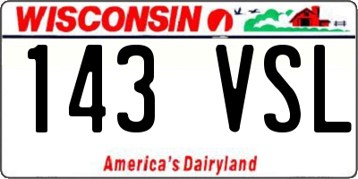 WI license plate 143VSL