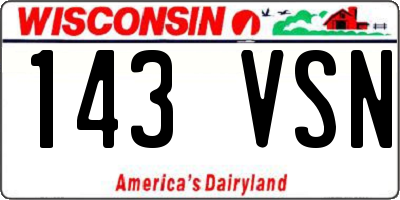 WI license plate 143VSN