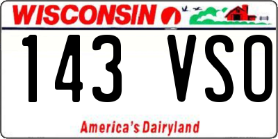 WI license plate 143VSO