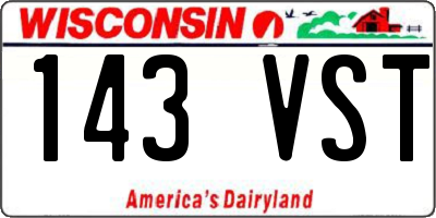 WI license plate 143VST