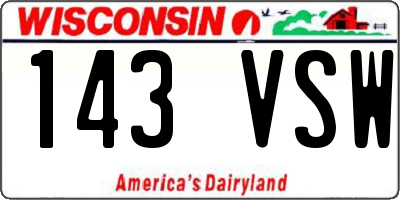 WI license plate 143VSW