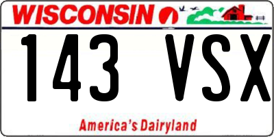 WI license plate 143VSX