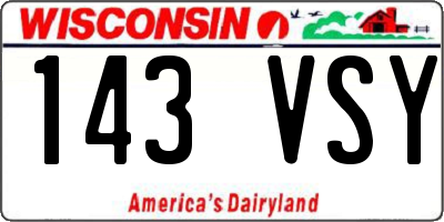 WI license plate 143VSY