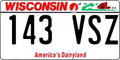 WI license plate 143VSZ