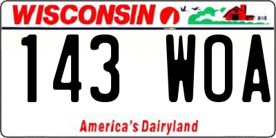 WI license plate 143WOA