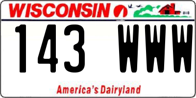 WI license plate 143WWW