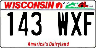 WI license plate 143WXF