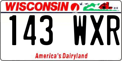 WI license plate 143WXR