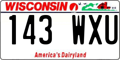 WI license plate 143WXU