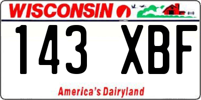 WI license plate 143XBF