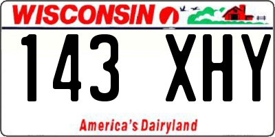 WI license plate 143XHY