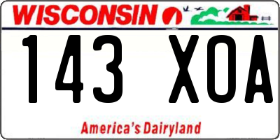 WI license plate 143XOA