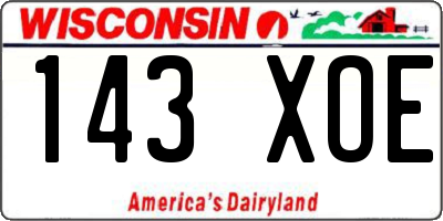 WI license plate 143XOE