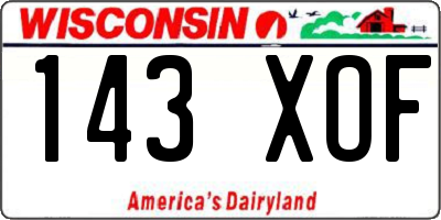 WI license plate 143XOF