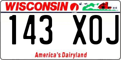 WI license plate 143XOJ