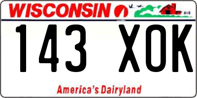 WI license plate 143XOK