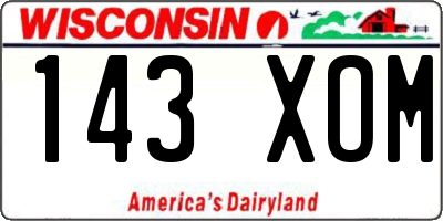 WI license plate 143XOM