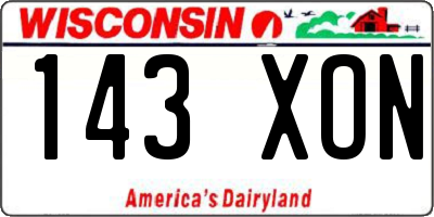 WI license plate 143XON