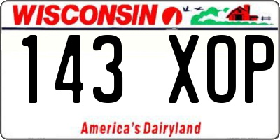 WI license plate 143XOP