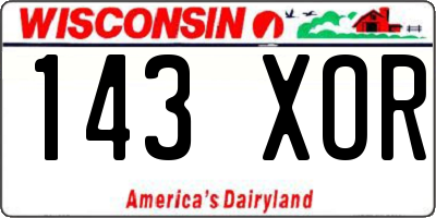 WI license plate 143XOR
