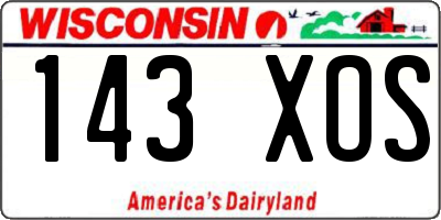 WI license plate 143XOS