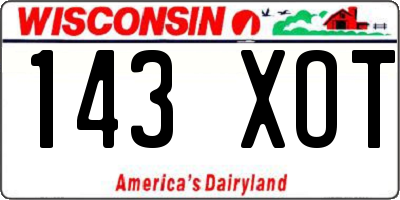 WI license plate 143XOT