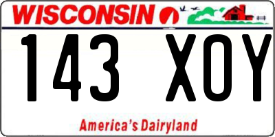 WI license plate 143XOY