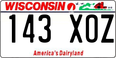 WI license plate 143XOZ
