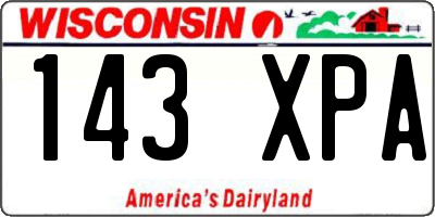 WI license plate 143XPA