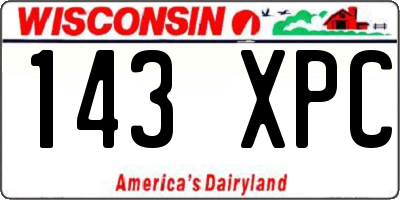 WI license plate 143XPC