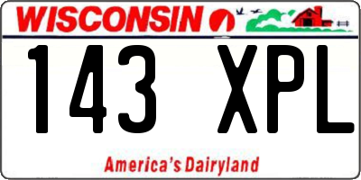WI license plate 143XPL