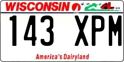 WI license plate 143XPM