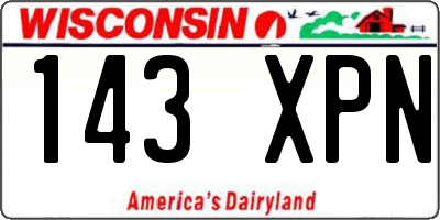 WI license plate 143XPN