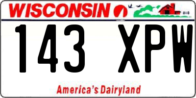 WI license plate 143XPW