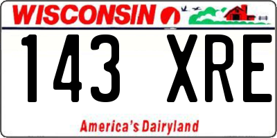 WI license plate 143XRE