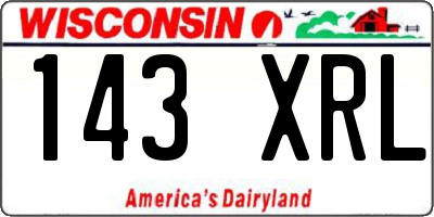WI license plate 143XRL