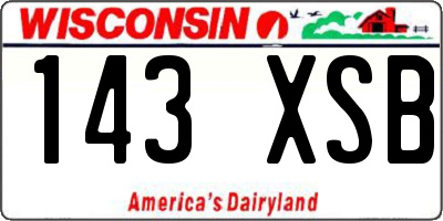 WI license plate 143XSB