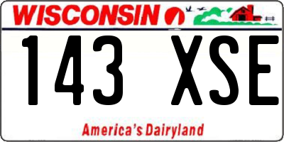 WI license plate 143XSE