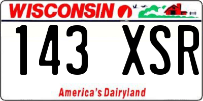 WI license plate 143XSR