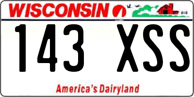 WI license plate 143XSS