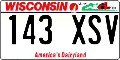 WI license plate 143XSV