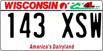 WI license plate 143XSW