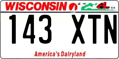 WI license plate 143XTN