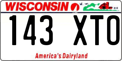 WI license plate 143XTO